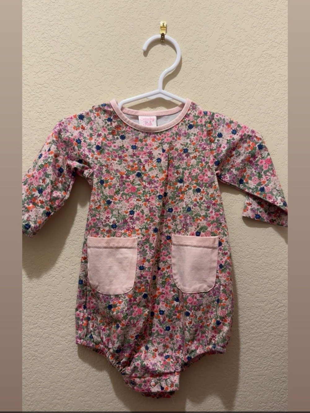 Pink Floral Long-Sleeve One-Piece